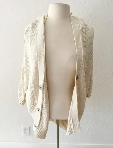 Free People  Cream Oversized Slouchy Cable Knit Cardigan | XS