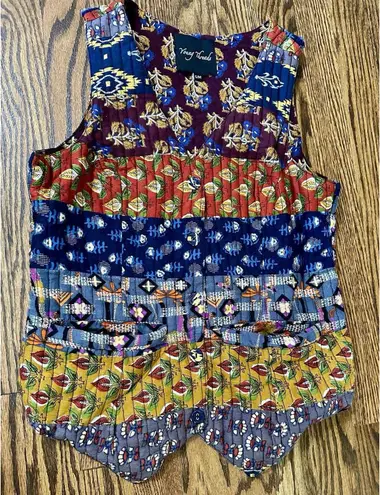 Young Threads Women's S/M Hippie Boho Patchwork Quilted Vest 100% Cotton EUC