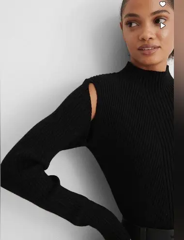 NA-KD cut out ribbed knitted high neck sweater