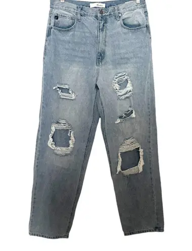 Kancan Kyla Ultra High Rise 90's distressed Baggy jeans size 13/30 Blue