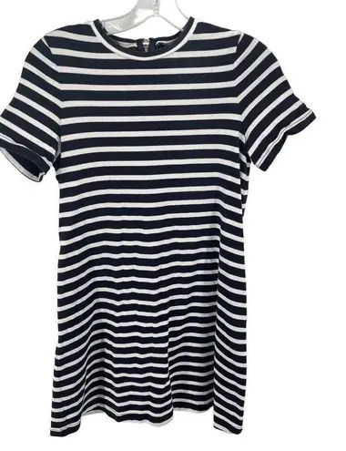 Kate Spade  Womens Striped Dress Zip 100% Cotton Mini Black White Size XS