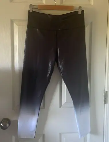 Zyia Black Metallic Ombre Light n Tight Hi-Rise 7/8 Legging Size 12