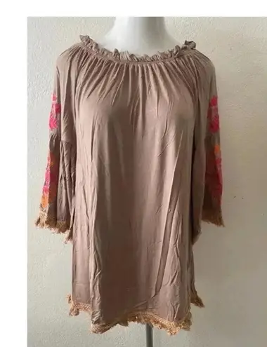 Velzera 🆕 Floral Embroidered Tassel Peasant Dress Boho L🆕