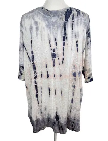 Maronie Dyed and Distressed Oversized Top Size Medium Blue