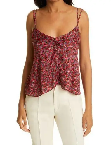 Rhode Kari Peasant Blouse Ruby Mosaic Floral Tank Top Women's Size Extra Large Red