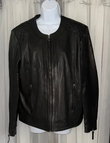 Sleek Black Leather Jacket for Women Size XL