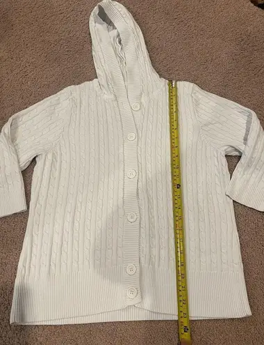 Women's 3/4 sleeve knitted cardigan with hood White