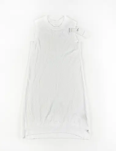 Zadig & Voltaire NEW Loose Mesh Knit Crew Neck Sleeveless Sweater Dress White M