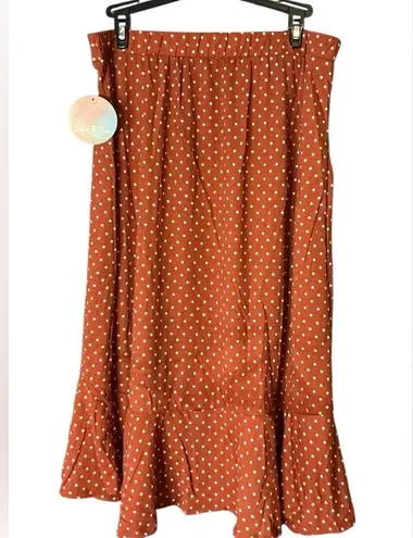 Asymmetrical Orange Wrap Midi Skirt Size 1X