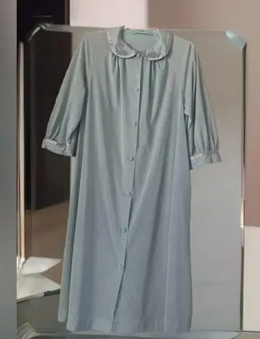 Vintage Gossard Artemis Nightgown Womens Medium Ice Blue Nylon Robe Button Up