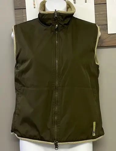Nike  Reversible Olive Tan Two Fabric Mock Neck Two Way Full Zip Up Vest- Small - Image 1