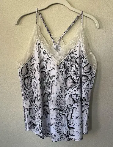 Boutique Python Snake Lace Accent Cami Tank Top Womens Size Medium White