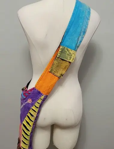 Colorful boho razor cut crossbody sling cotton bag