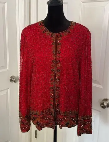 Laurence Kazar Laurence Kazan vintage red silk jacket.