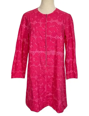VINTAGE Marimekko Zip Front Shift Smock Dress in Tarha Pattern Sz:40/US12 1960s Pink Size 12