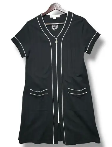 Eileen West Women's Short Sleeve Zipper Front Chemise Night Gown Black Size S