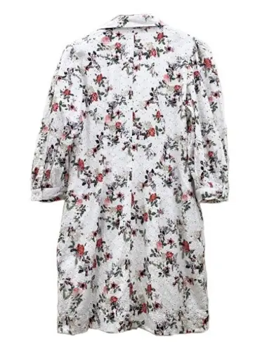 INC  International Concepts White Floral Eyelet Puff Sleeves Shirt Dress Size 14