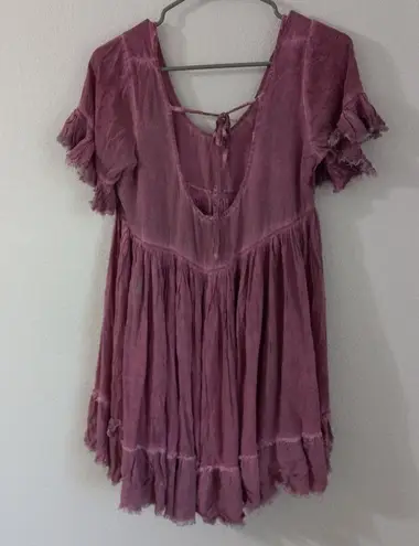 Sea Gypsies  S Mauve Raw Hem Distressed Peasant Tunic Top