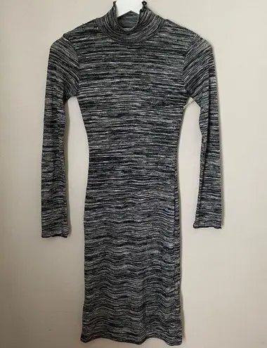 Velvet Torch Dress Mock Neck Gray Marled Long Sleeve Business Casual Neutral