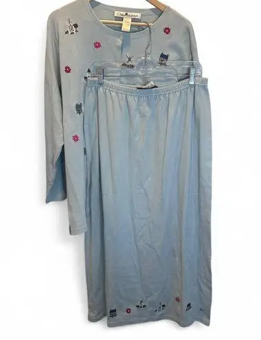 Claire Murray Blue Cottagecore Cardigan and Midi Skirt Matching Set Sz Large