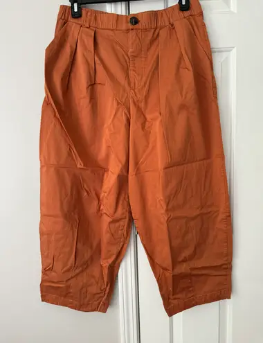 Maeve Curve Poplin Barrel Pants, Size M Brown Size M