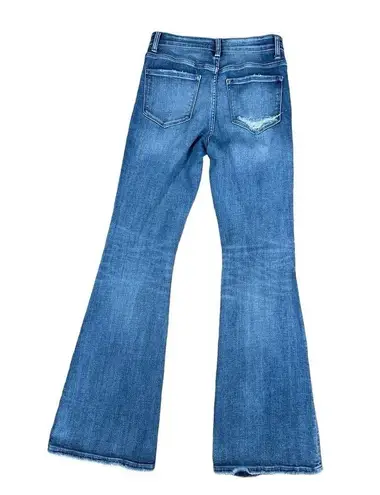 Vervet Flying Monkey Breakaway Flare Jeans High Rise Light Wash Blue Denim Distress 28