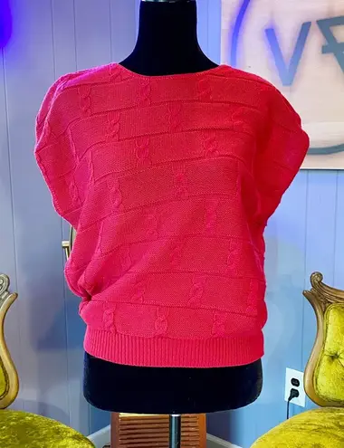 Vintage T Top Express Fuchsia/Magenta Pink Sweater Vest Size M - Image 1