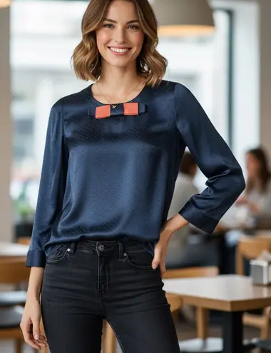 Marc Jacobs  Black‎ Silk Bow Top Size 4 - Image 1