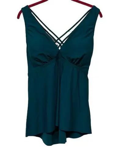 Swimsuits For All Cross Back Flowy Solid Tankini Swim Top NEW Size 18 Blue