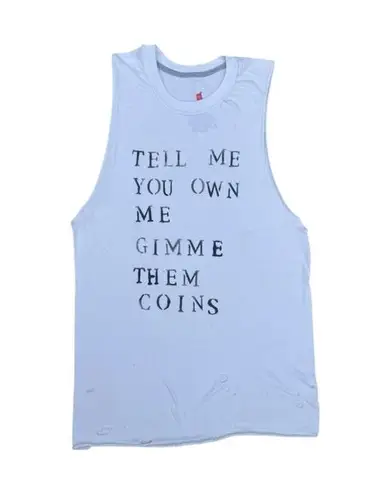 Lana Del Rey Insp Distressed Sleeveless Tank Top White Small Blue
