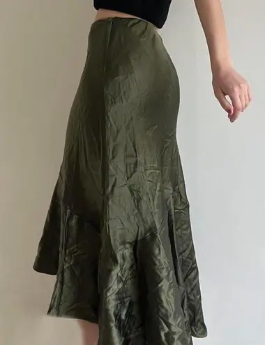 Ralph Lauren Olive Green Silk Skirt NWT