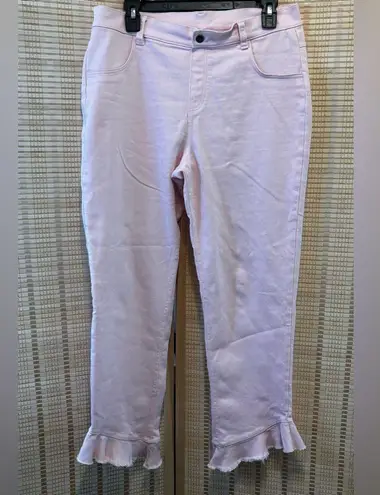 Hue Pink Ruffle Hem Women denim skimmer leggings