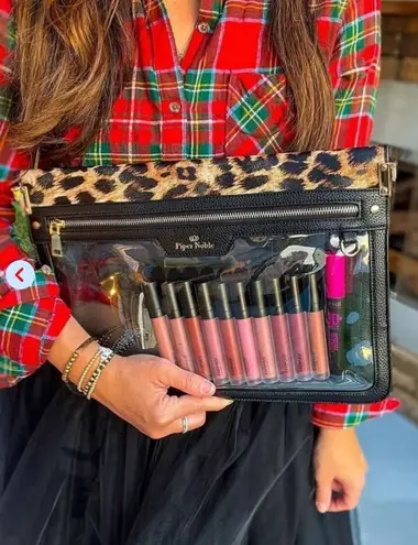 Piper Noble Leopard LARGE Organizer Laptop Crossbody Wallet Handbag Clutch Black