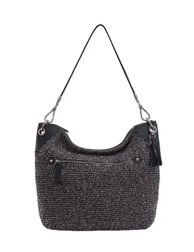 The Sak new ᯾ Indio Small Crochet Tote Handbag Bag ᯾ Urban Static Charcoal Knit