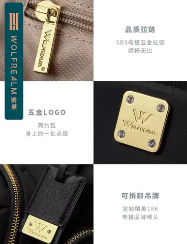 Black Nylon Backpack with Gold Hardware