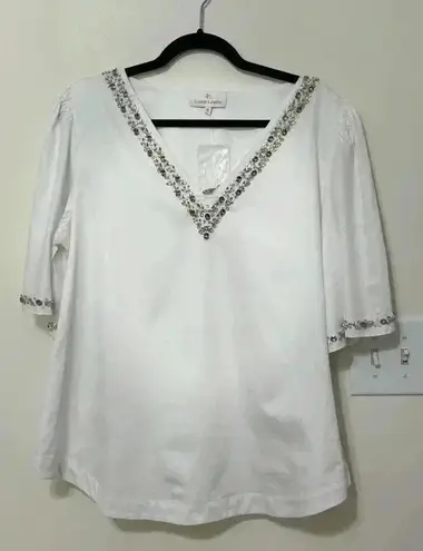 NWT Louise Lynette The Natalie Blouse Large Blue Size 10