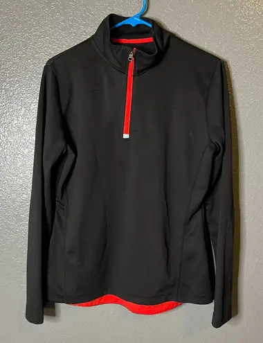 Black Performance 1/4 Zip Pullover with Red Zipper