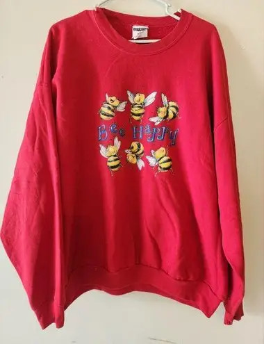 Jerzees Red bee happy crewneck sweatshirt size mens 2x