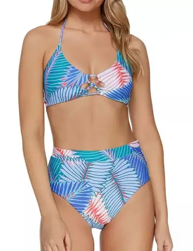 Raisin's Costa Strappy Top High Waisted Bottom Bikini Set Palm Blue size s NWT