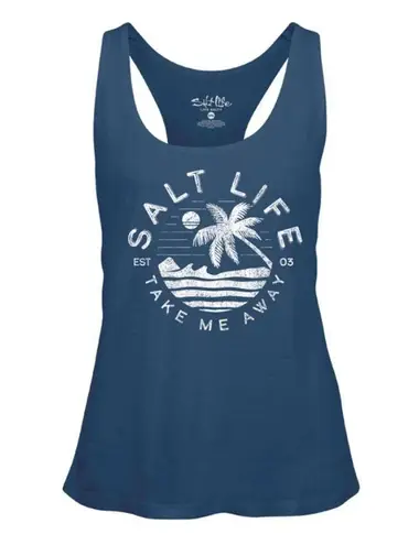 Salt Life NWOT Washed Navy DRIFT AWAY RacerBack Tank Top MEDIUM