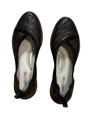 Jbu Women's Emma Black Sparkle Comfort Arch Support Slip On Flats Shoes