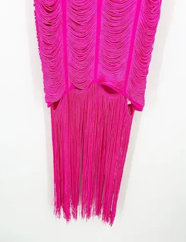 ASOS  Womens Barbiecore Party Dance Fringe Shift Midi Statement Dress Size 2 Pink - Image 5