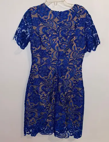Dress the Population NWOT $198 Cobalt Anna Crochet Lace Sheath Dress S