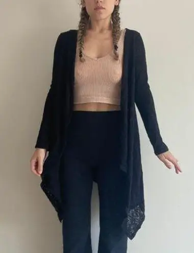 Joyce Leslie Black Long flowy Cardigan