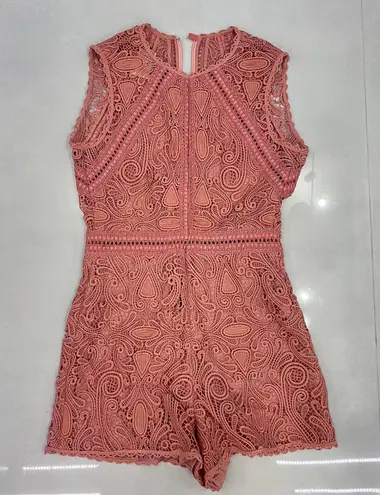 Alexis Makenna Embroidered Lace Pink Romper
