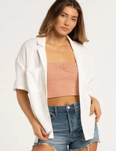 Full Tilt Womens Gauze Boyfriend Shirt