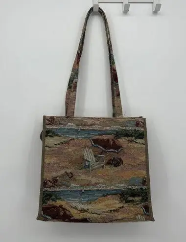 Jade Vintage Tapestry Beach Tote Bag Vacation Travel Tan