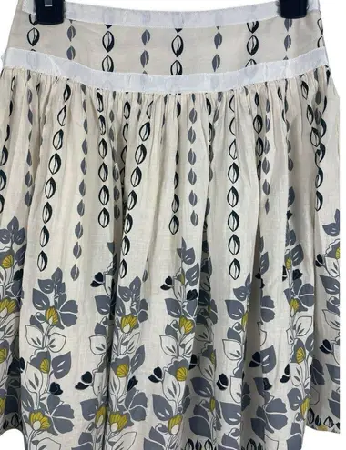 FA CAJ White Yellow Black Floral Pleated Ribbon Festival Skirt S