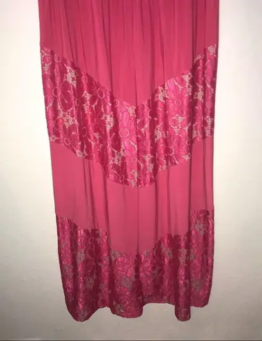 Ny Collection Dress Pink Lace Paneled Maxi Dress Sz 3X NWT Stretchy Scoop Neck