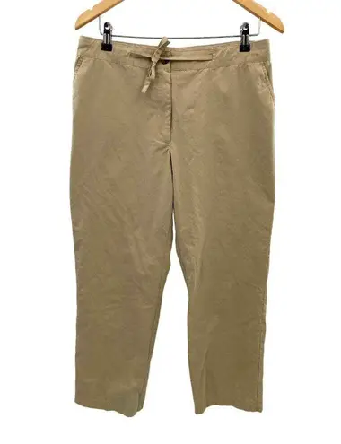 Orvis Pants Womens 10 Tan Khaki Cotton Polyester Blend Tie Waist Pockets
